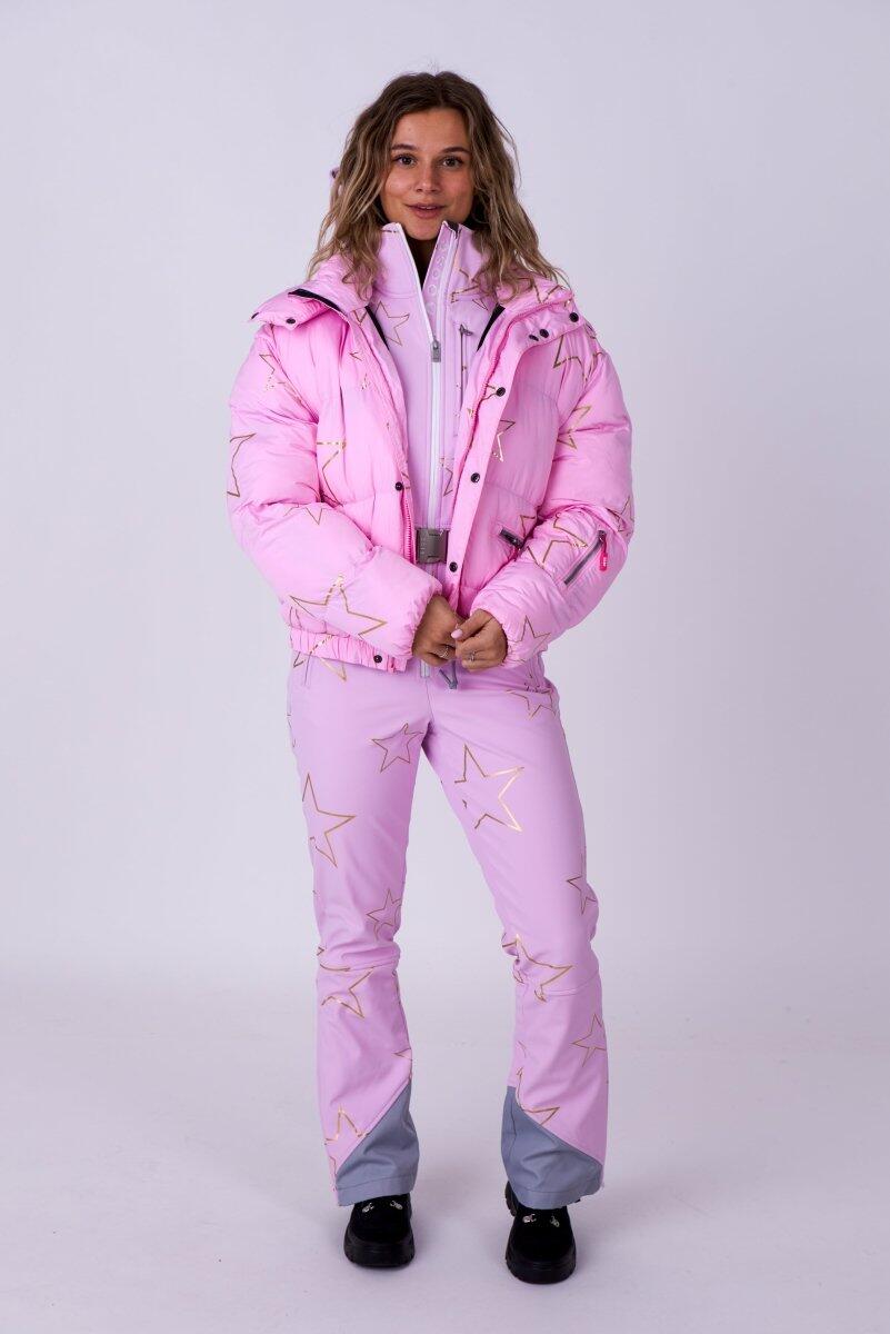 Combinaison de ski chic rose avec étoiles 5/6