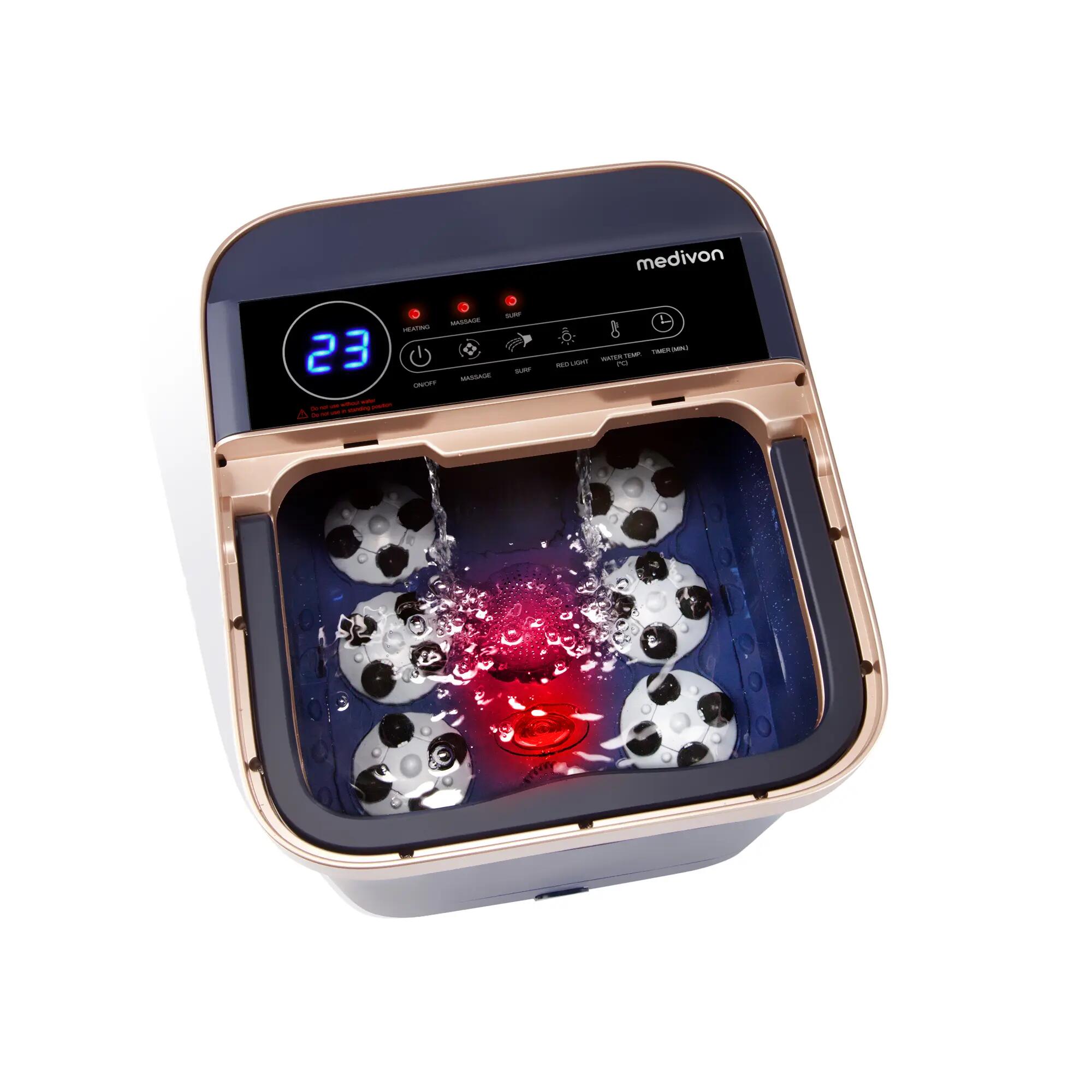 Medivon Hydro, voetmassageapparaat water, 35-48°C, 6 shiatsukoppen, 20L, blauw 3/7