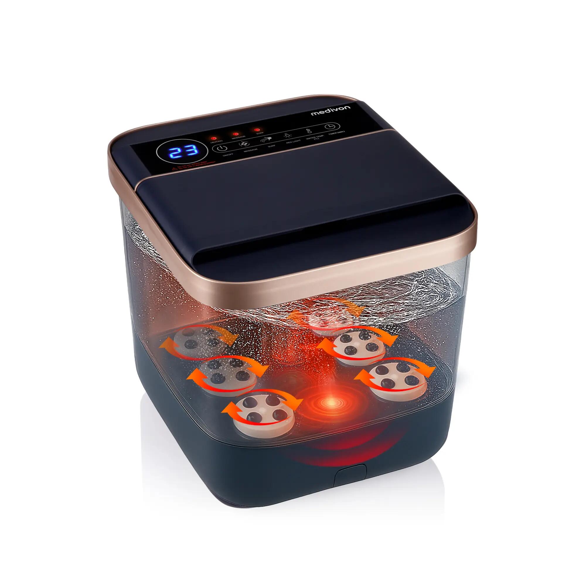 Medivon Hydro, voetmassageapparaat water, 35-48°C, 6 shiatsukoppen, 20L, blauw 2/7