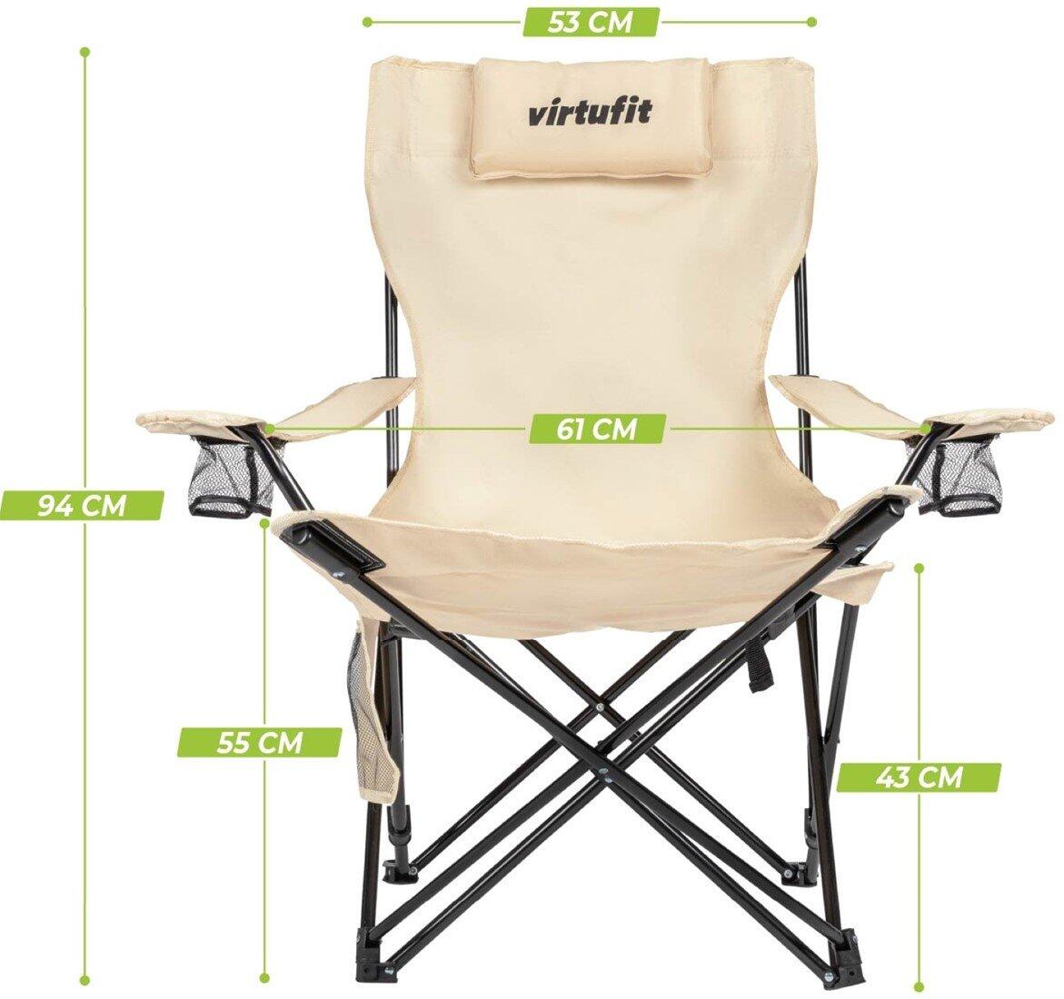 Opvouwbare Camping Stoel - Met voetsteun - Beige 7/8