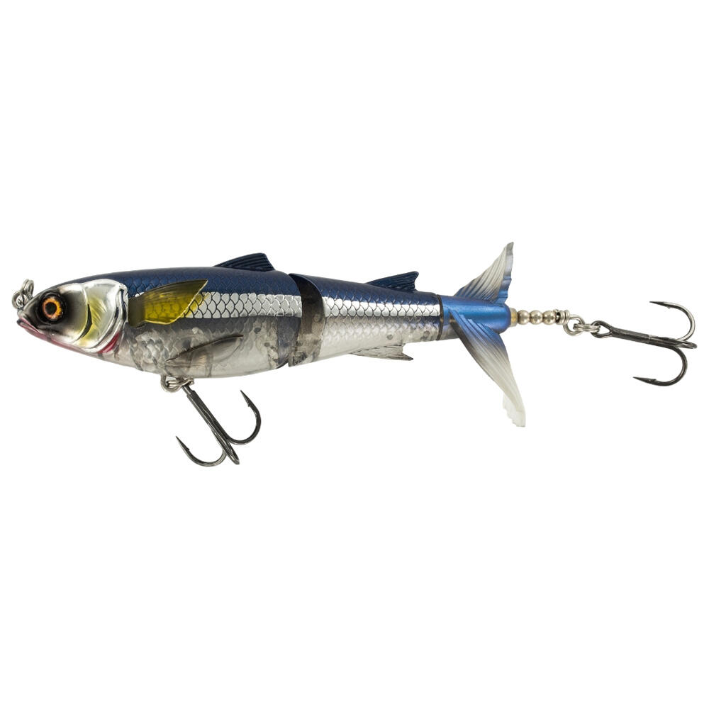 Chasebaits Lures Drunken Mullet 95mm Offset Pop Tail Fishing Lure - Blue Bait