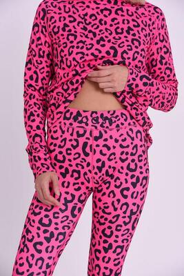 Dames ski functionele legging thermisch hotel california pink leopard