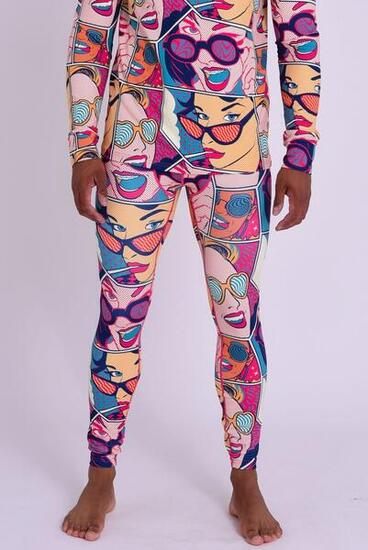 Homme Ski Sous-vêtement Bas Thermique Comic Book Candy