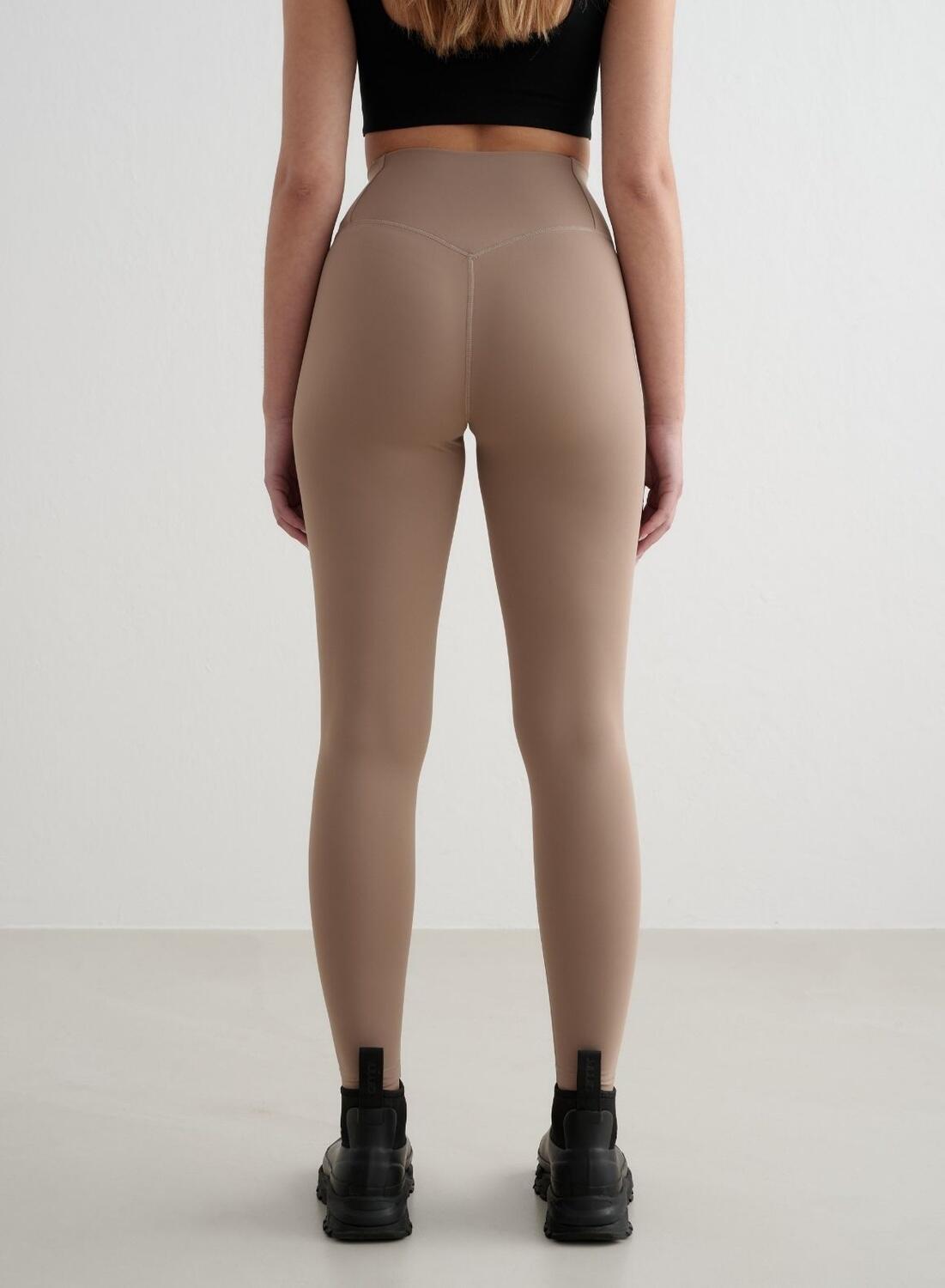 Mujer Mallas Cintura Alta Interior Cepillado second skin Abrigadas Marrón Oscuro 7/7