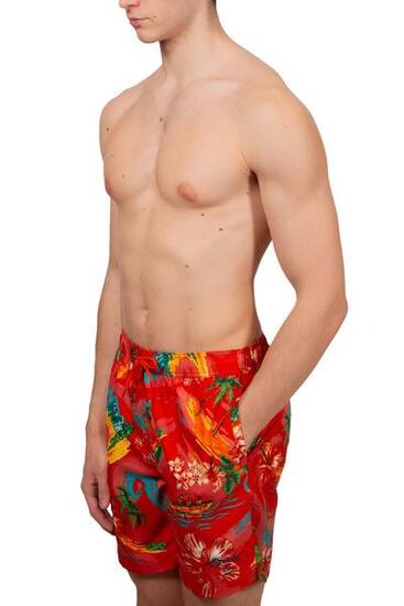 Shorts mare uomo con stampa hawaiian