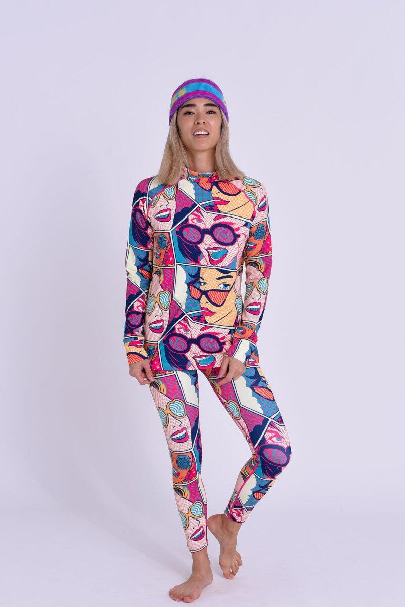 Femme Ski Sous-vêtement Haut Thermique Comic Book Candy 4/6