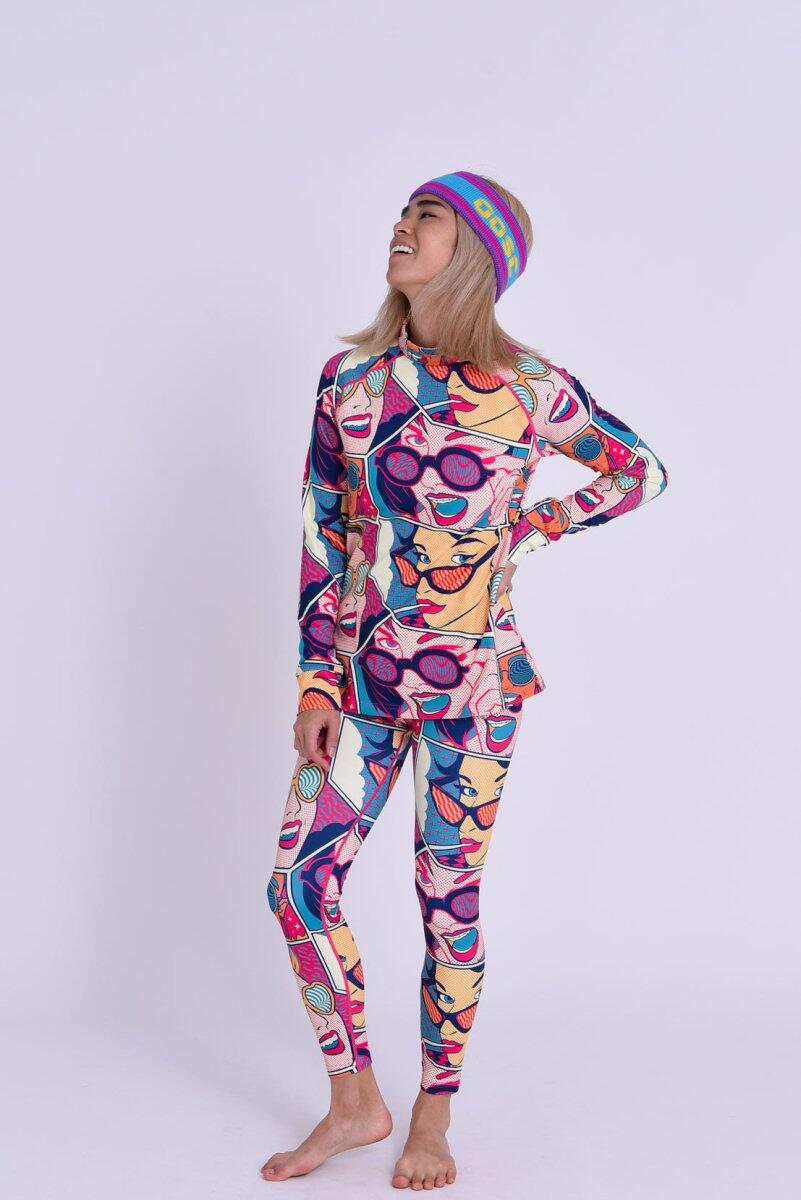 Femme Ski Sous-vêtement Haut Thermique Comic Book Candy 5/6