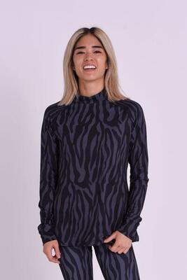 Baselayer top - black tiger dames