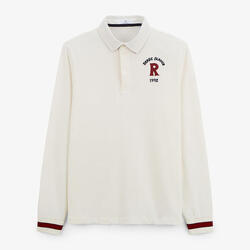 Maillot de rugby manches longues en coton blanc ivoire Lior