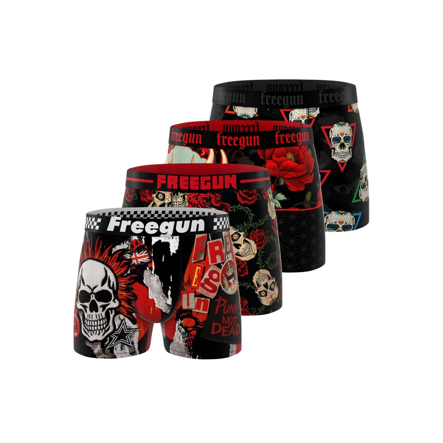 Freegun - Lot De 4 Boxers Homme Rock Da Summer - Caleçon - Multicolore - Decathlon