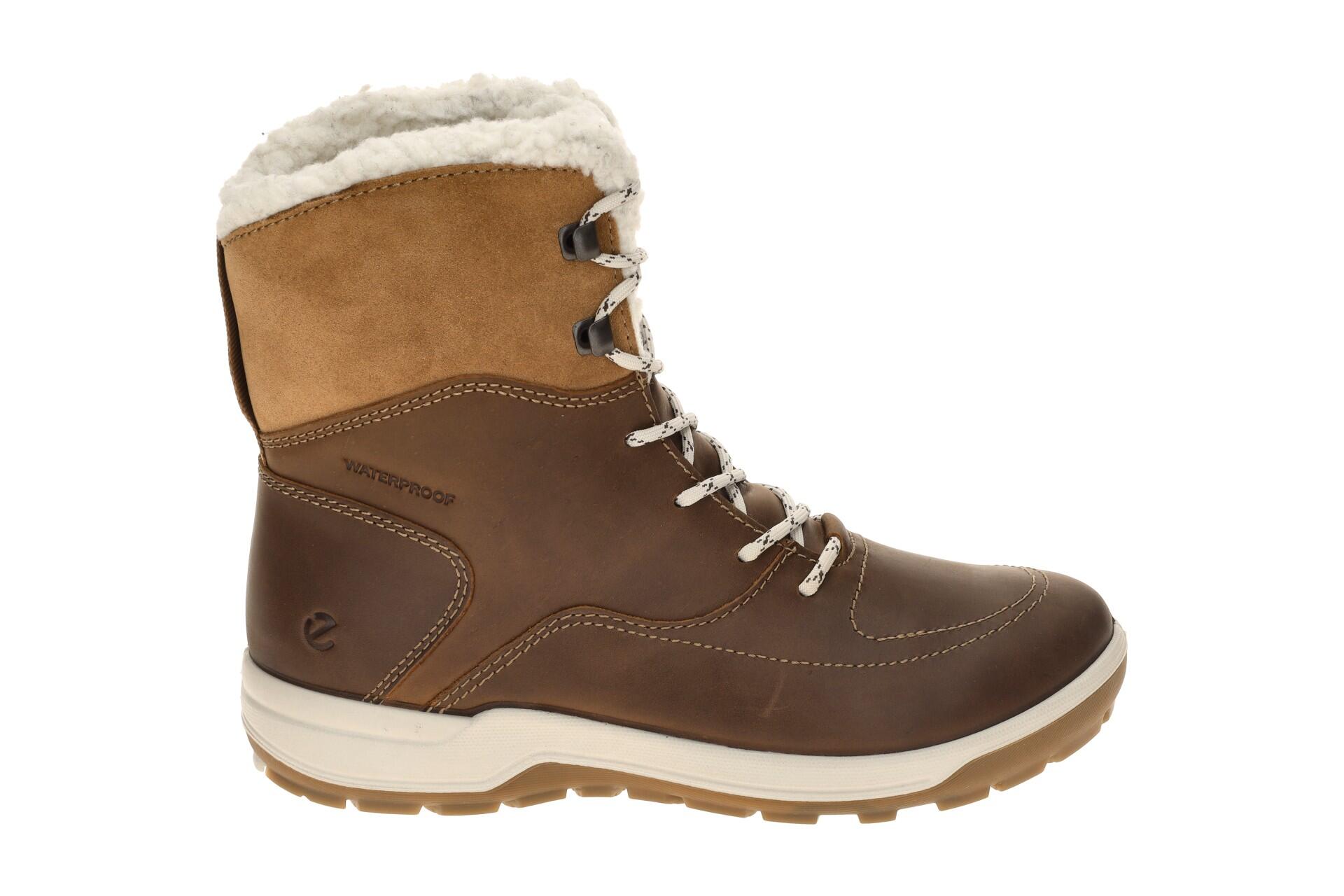 Ecco Trace Stiefel Winter Schnür Boots braun camel Warmfutter 2/7