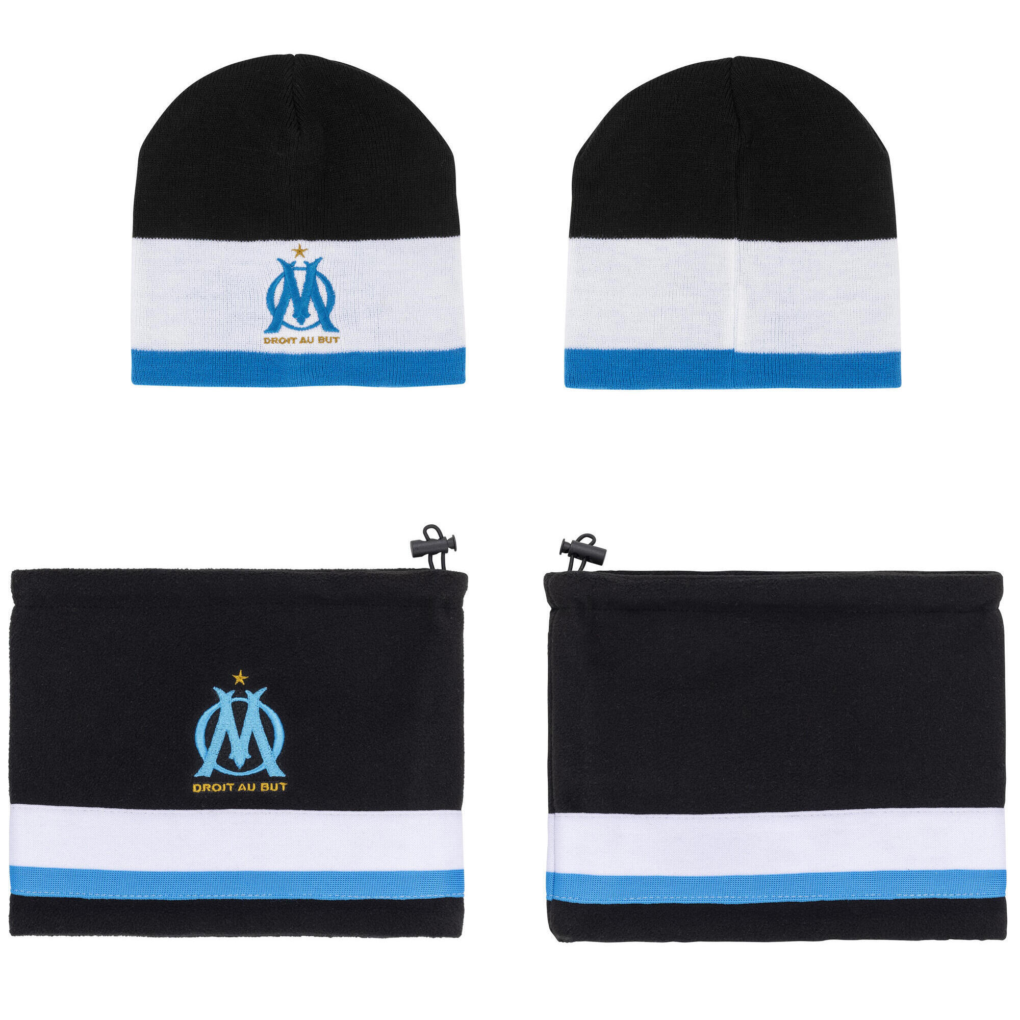 Olympique De Marseille - Coffret Bonnet Cache Cou Om - Collection Officielle Olympique De Marseille - Bonnet - Noir - Decathlon