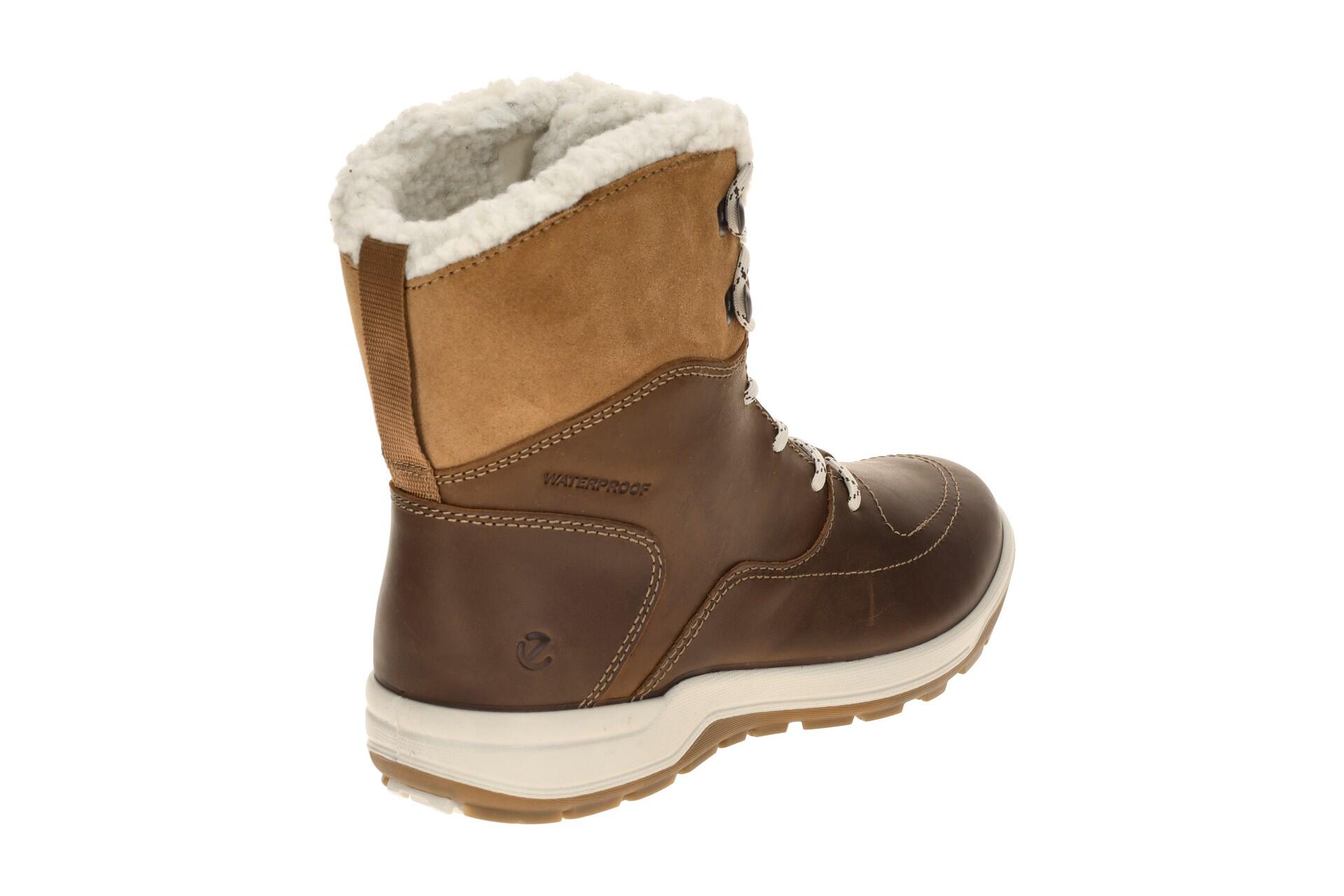 Ecco Trace Stiefel Winter Schnür Boots braun camel Warmfutter 4/7