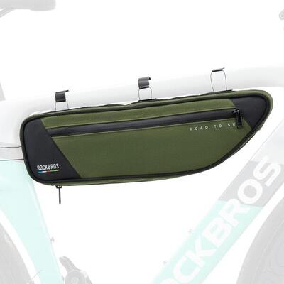 Rockbros fietsframe tas 2l waterdicht reflecterend mtb road gravel groen