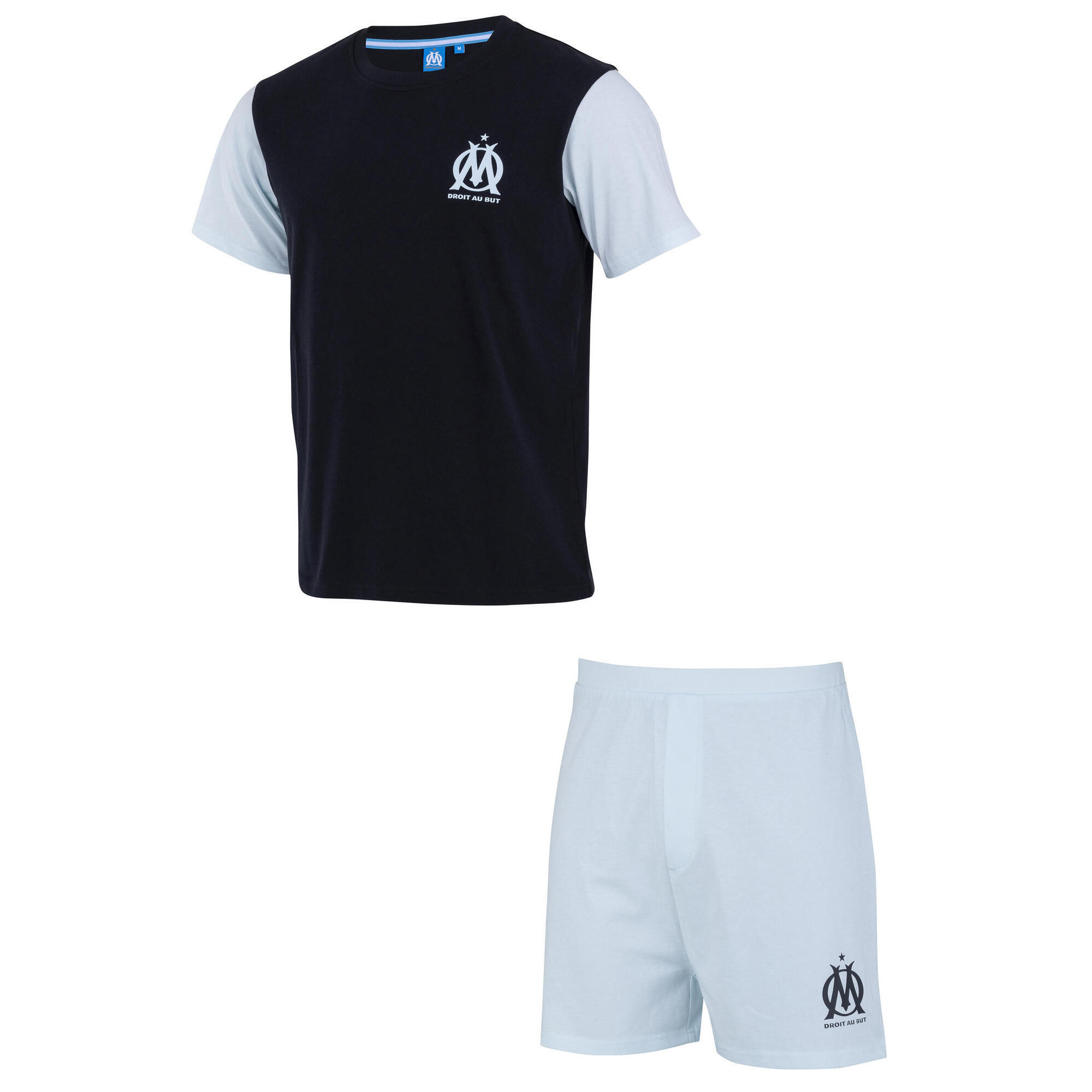 Olympique De Marseille - Pyjashort Om - Collection Officielle Olympique De Marseille - T-shirt Manches Courtes - Noir - Decathlon