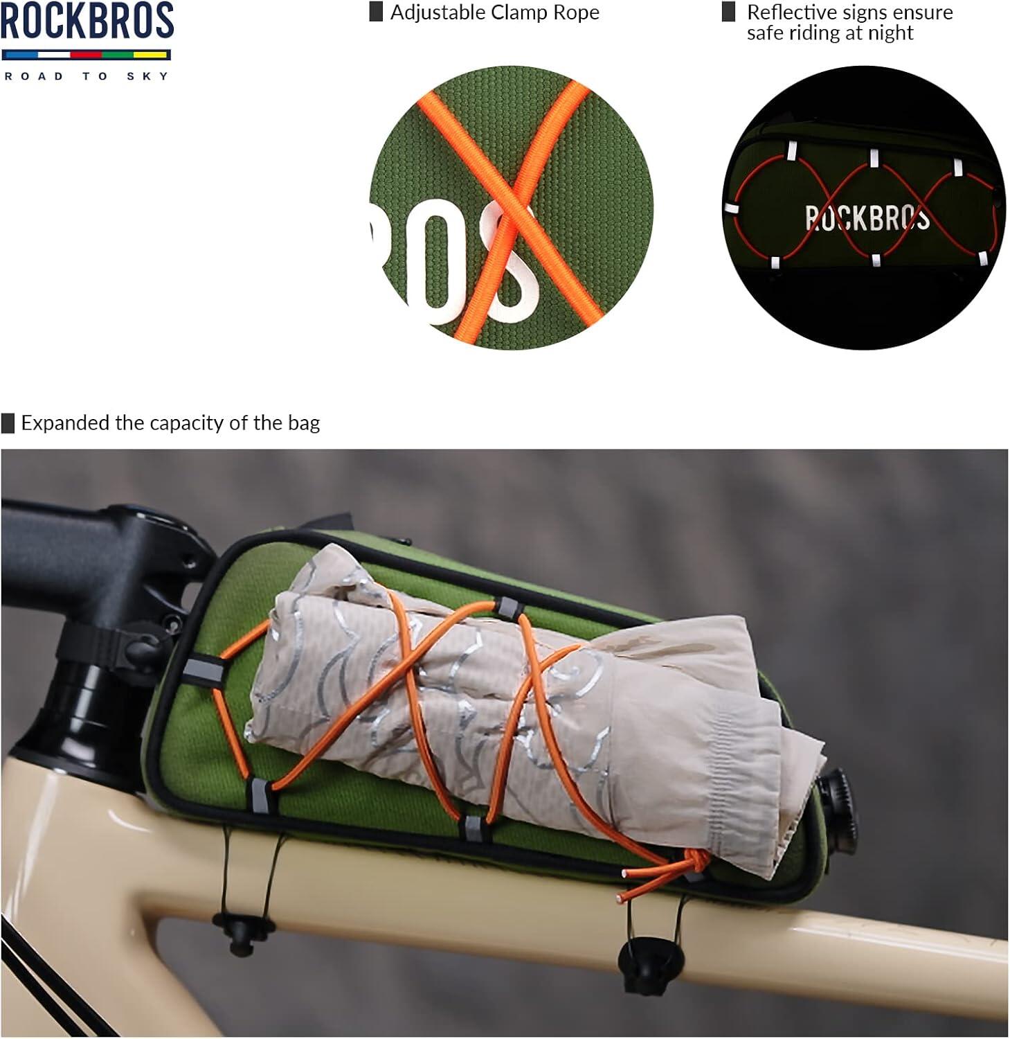 ROCKBROS Sacoche Cadre Vélo 0,7L Étanche Réfléchissante VTT Route Blanc 5/6