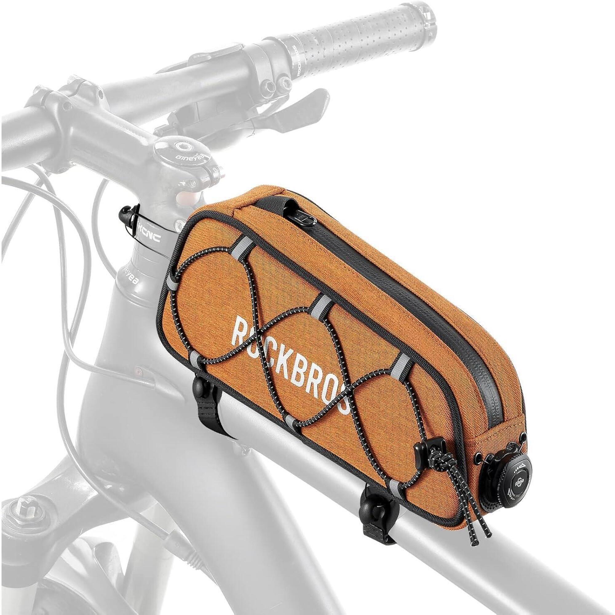 Rockbros - Rockbros Sacoche Cadre Vélo 0,7l Étanche Réfléchissante Vtt Route Orange - Sacoche De Cadre - Orange - 0,75 L - Decathlon