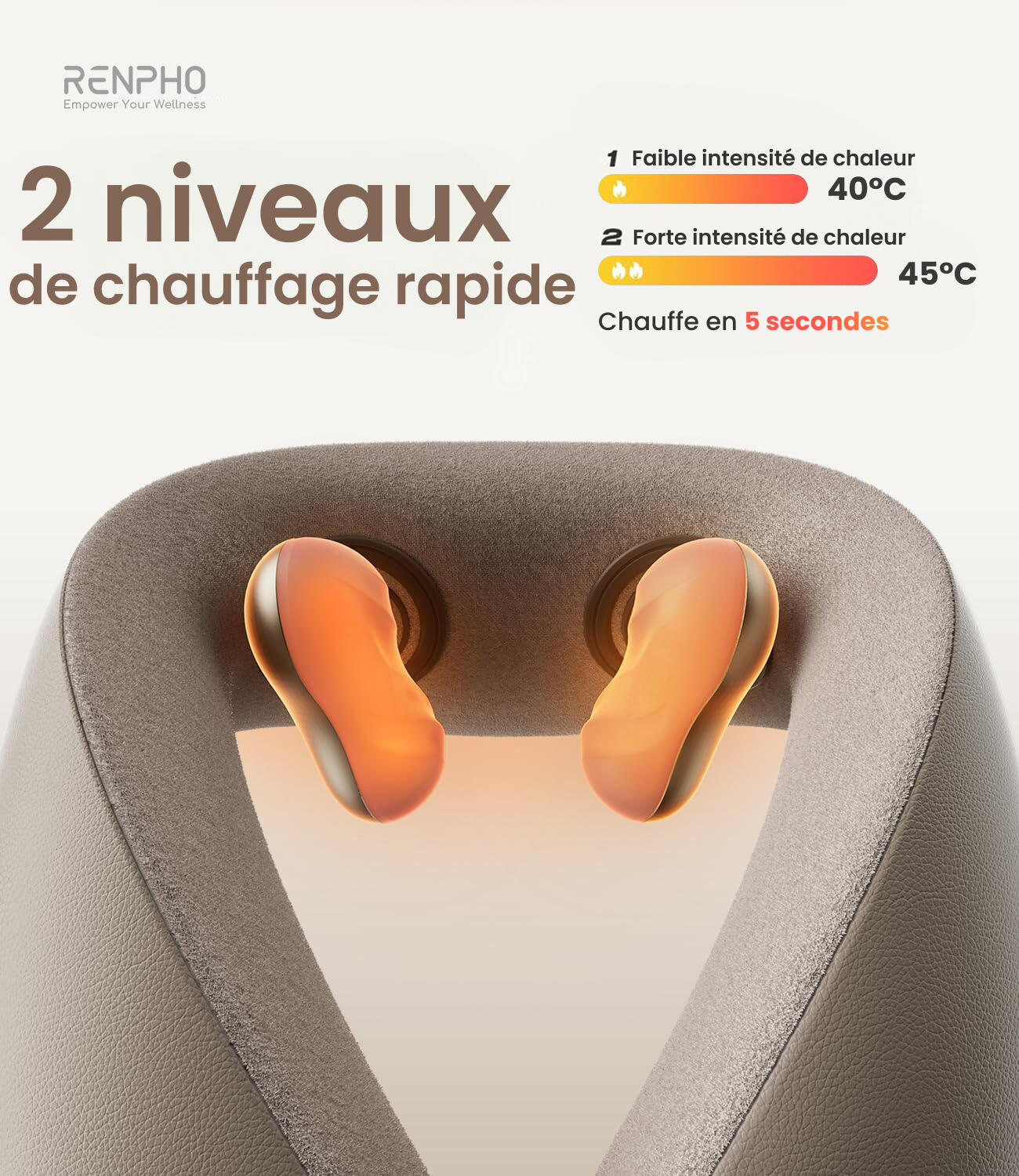 RENPHO - Masseur cervical RENPHO U-Neck Mini L001 - Marron 4/7