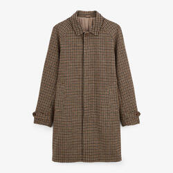 Manteau Dante noisette à carreaux en laine