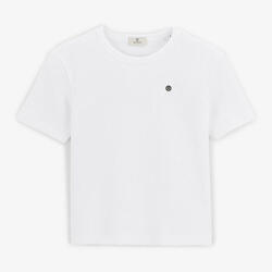 T-shirt manches courtes garçon blanc en coton gaufrette Toussaint