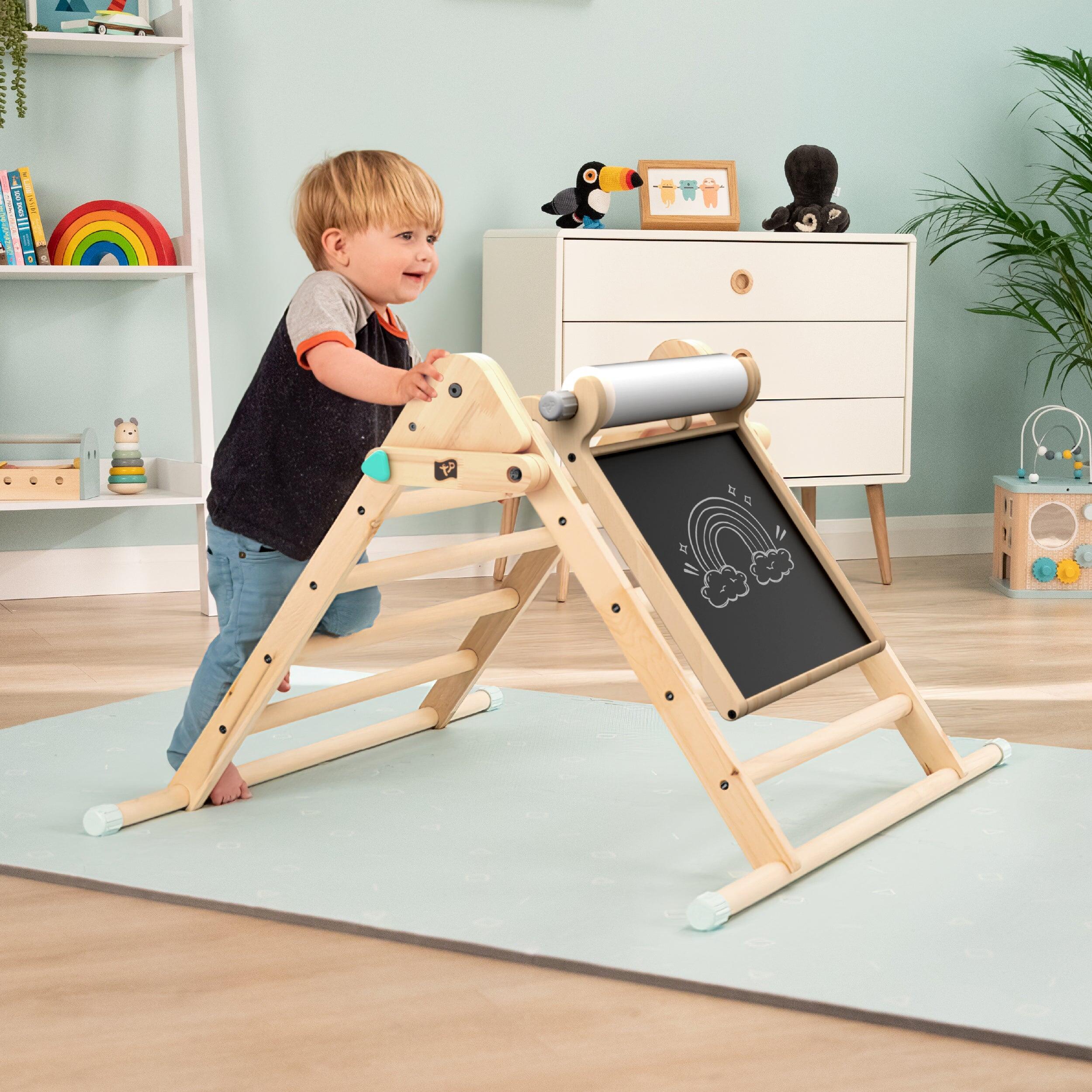 Triangle d'escalade pliable avec tableau MONTESSORI bois FSC® 2/5