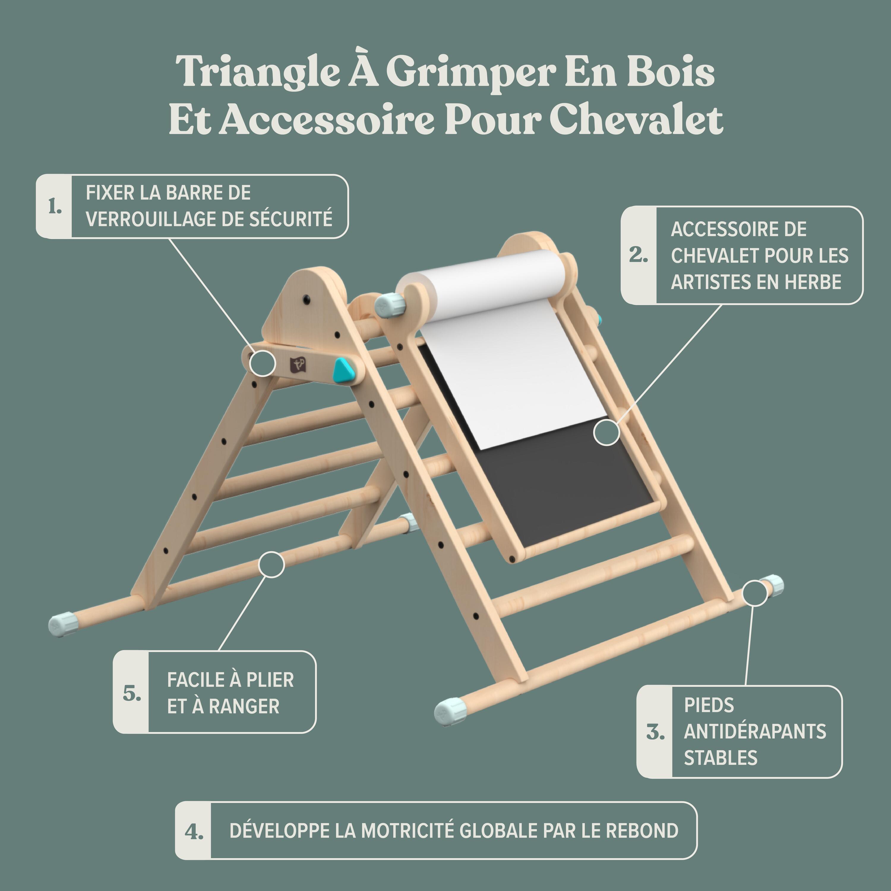 Triangle d'escalade pliable avec tableau MONTESSORI bois FSC® 4/5