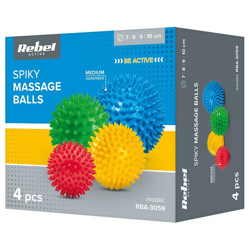 Set 4 mingi senzoriale masaj  REBEL ACTIVE RBA-3059, PVC