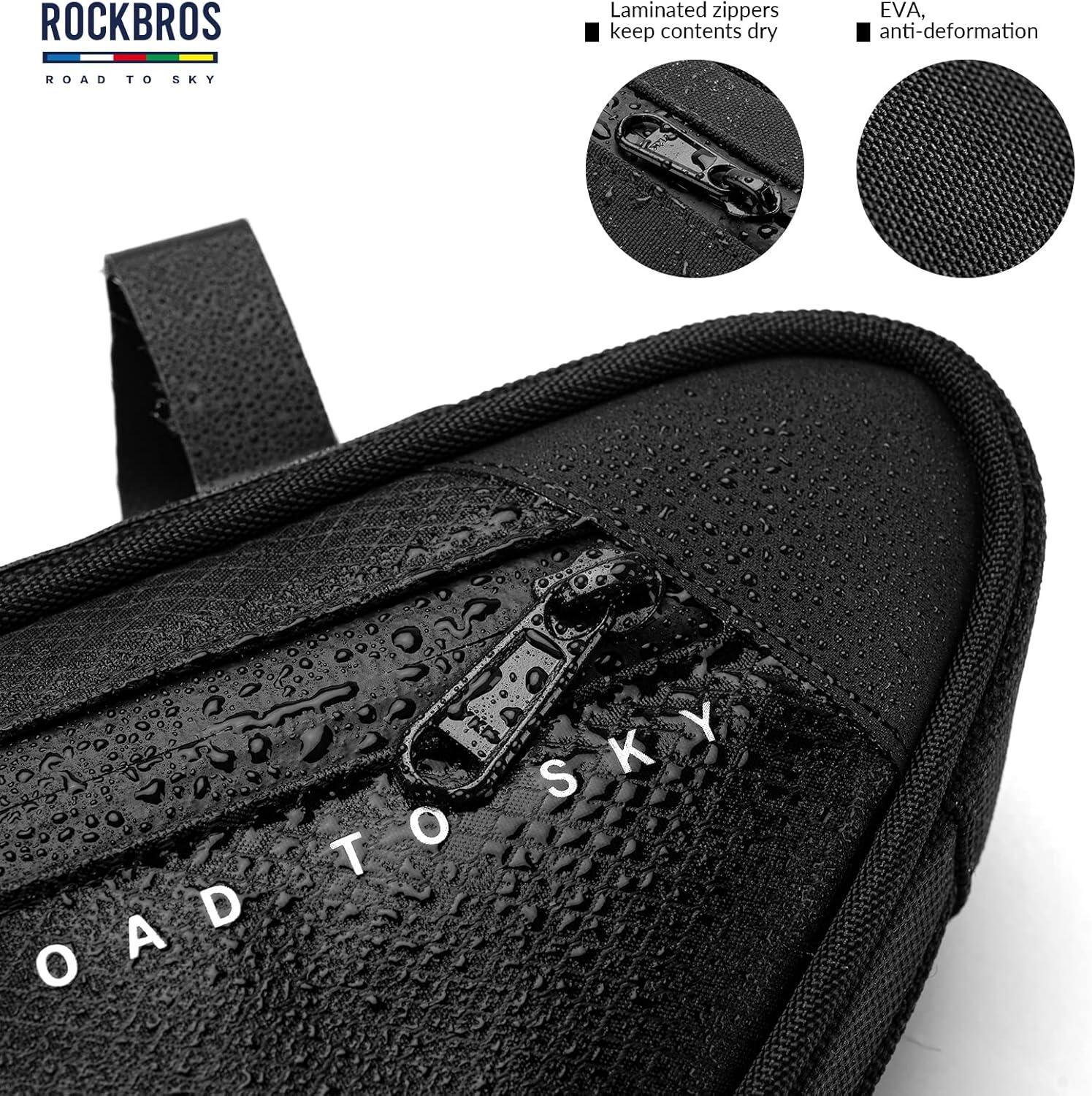 ROCKBROS Sacoche Cadre Vélo 2L Étanche Réfléchissante VTT Route Gravel Noir 5/6
