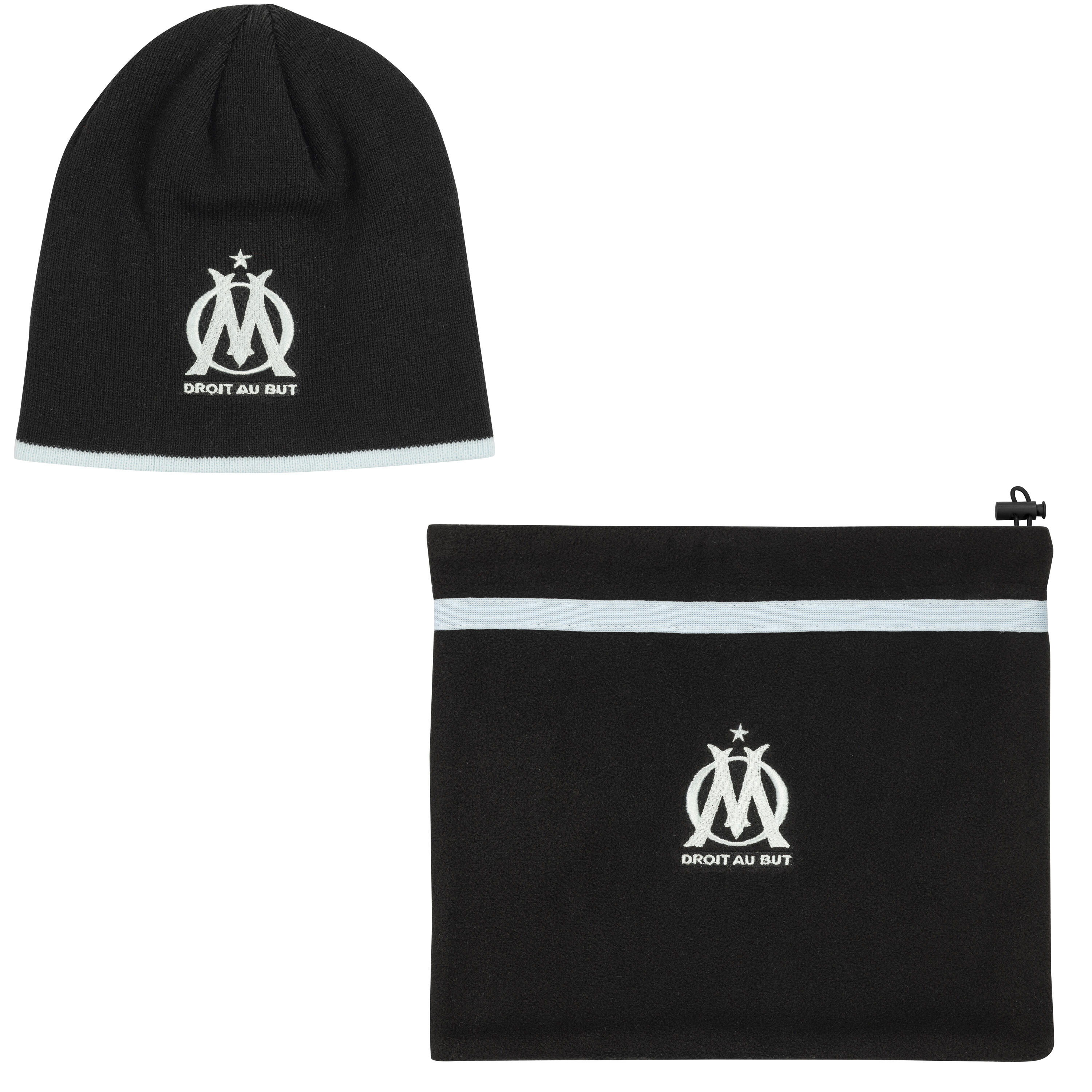 Olympique De Marseille - Coffret Bonnet Cache Cou Om - Collection Officielle Olympique De Marseille - Bonnet - Noir - Decathlon