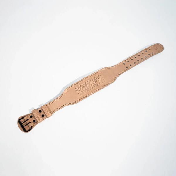 BOXPT EQUIPMENT Cinturón de halterofilia de cuero beige 10 cm -