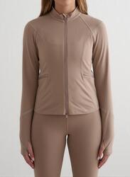 Femme Veste Zippée Réfléchissante Chauffante Marron Clair