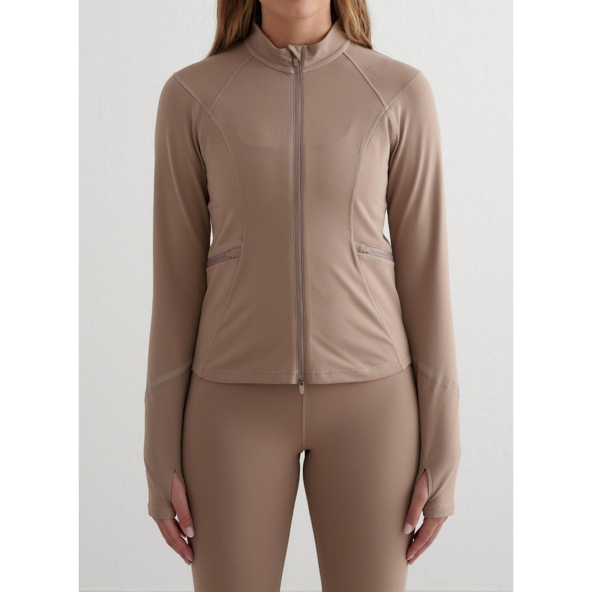 Aim'n - Femme Veste Zippée Réfléchissante Chauffante Marron Clair - Veste - Marron - Decathlon