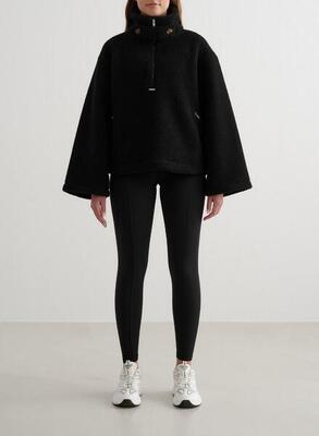 Dames pile jas a-lijn mouwen donkerbeige