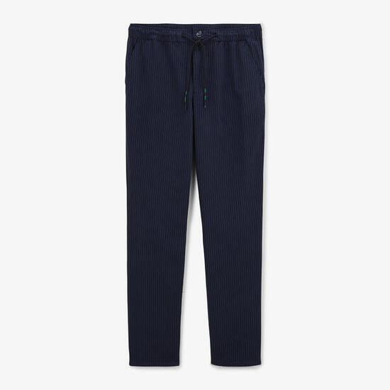 Pantalon 554 coupe large rayé bleu foncé en coton