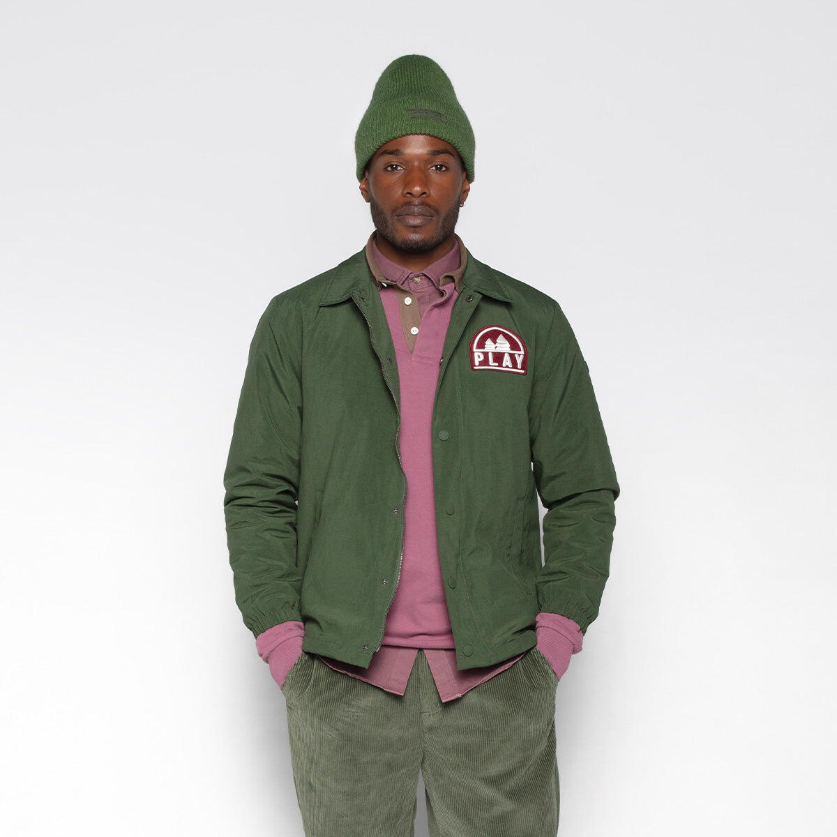 Parka Dan déperlante avec badge brodé vert anglais 2/5