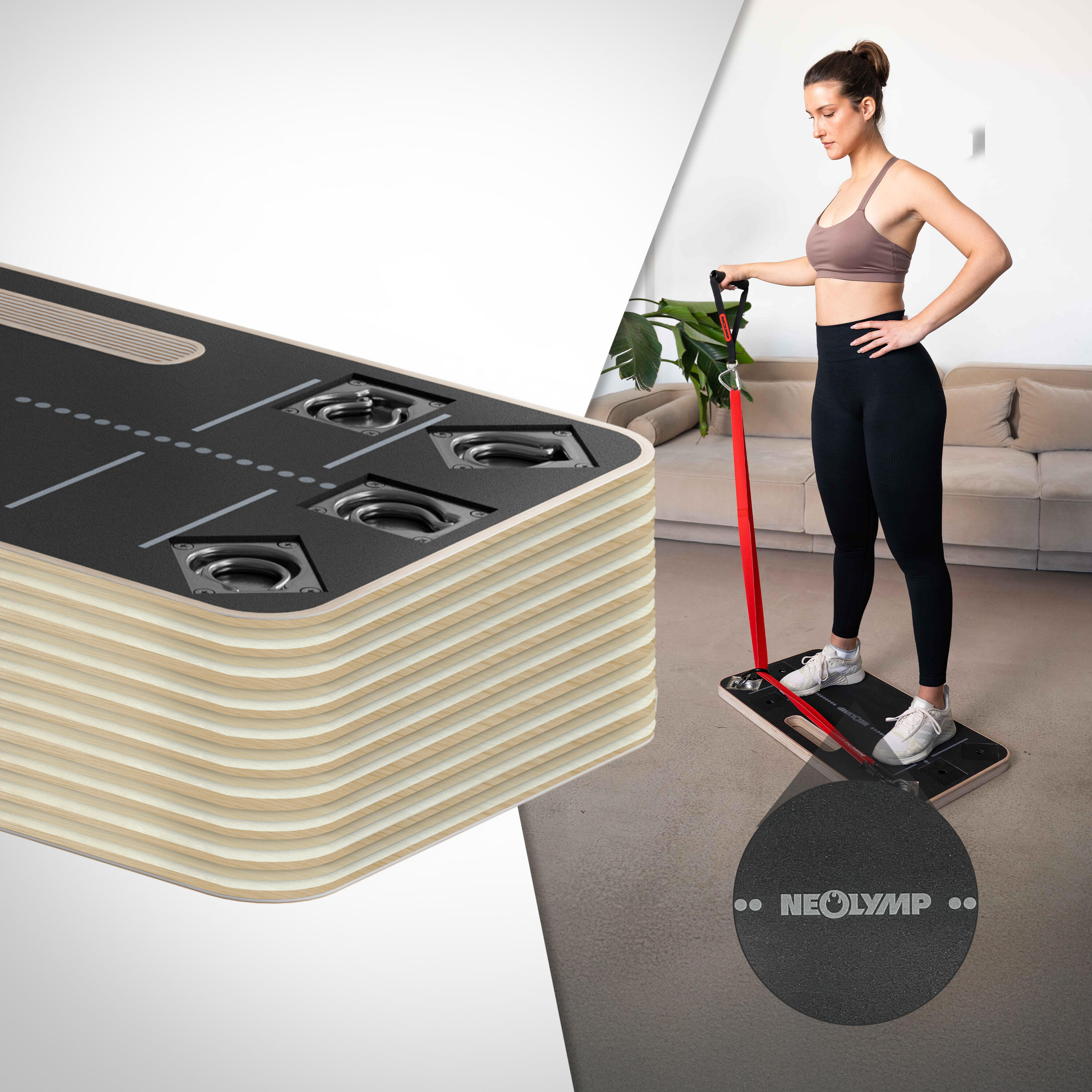 Resistance Bands Plattform aus Holz mit Grip Tape – Stabil, Rutschfest & Mobil 2/7