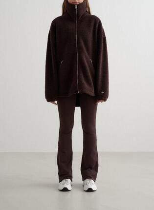 Damen Teddy Jacke Pile Fleece Mandel Weiß