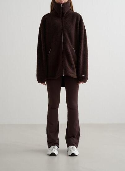 Damen Teddy Jacke Pile Fleece Mandel Weiß