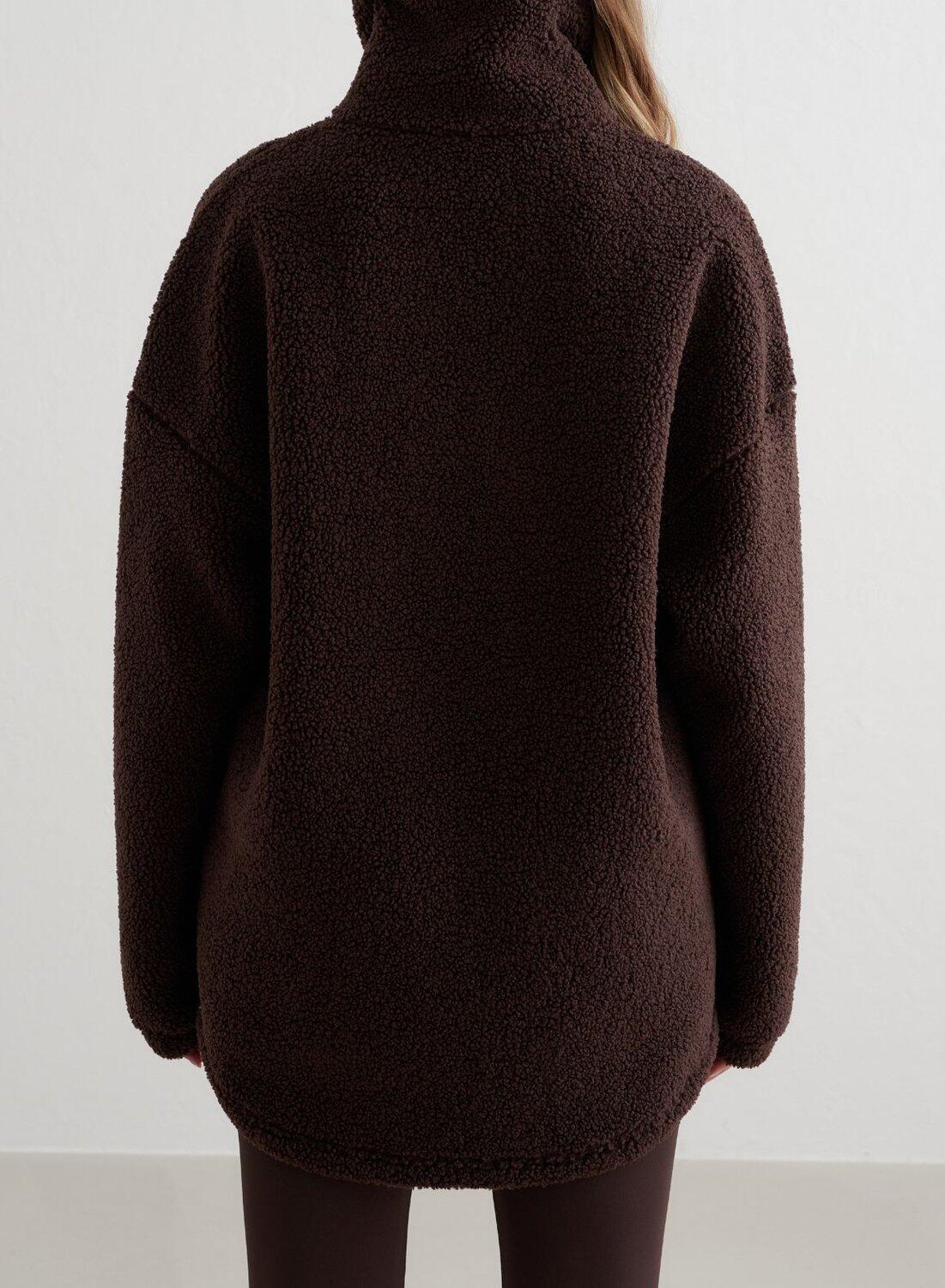 Femme Veste Teddy Polaire Pile Brun Foncé 4/6