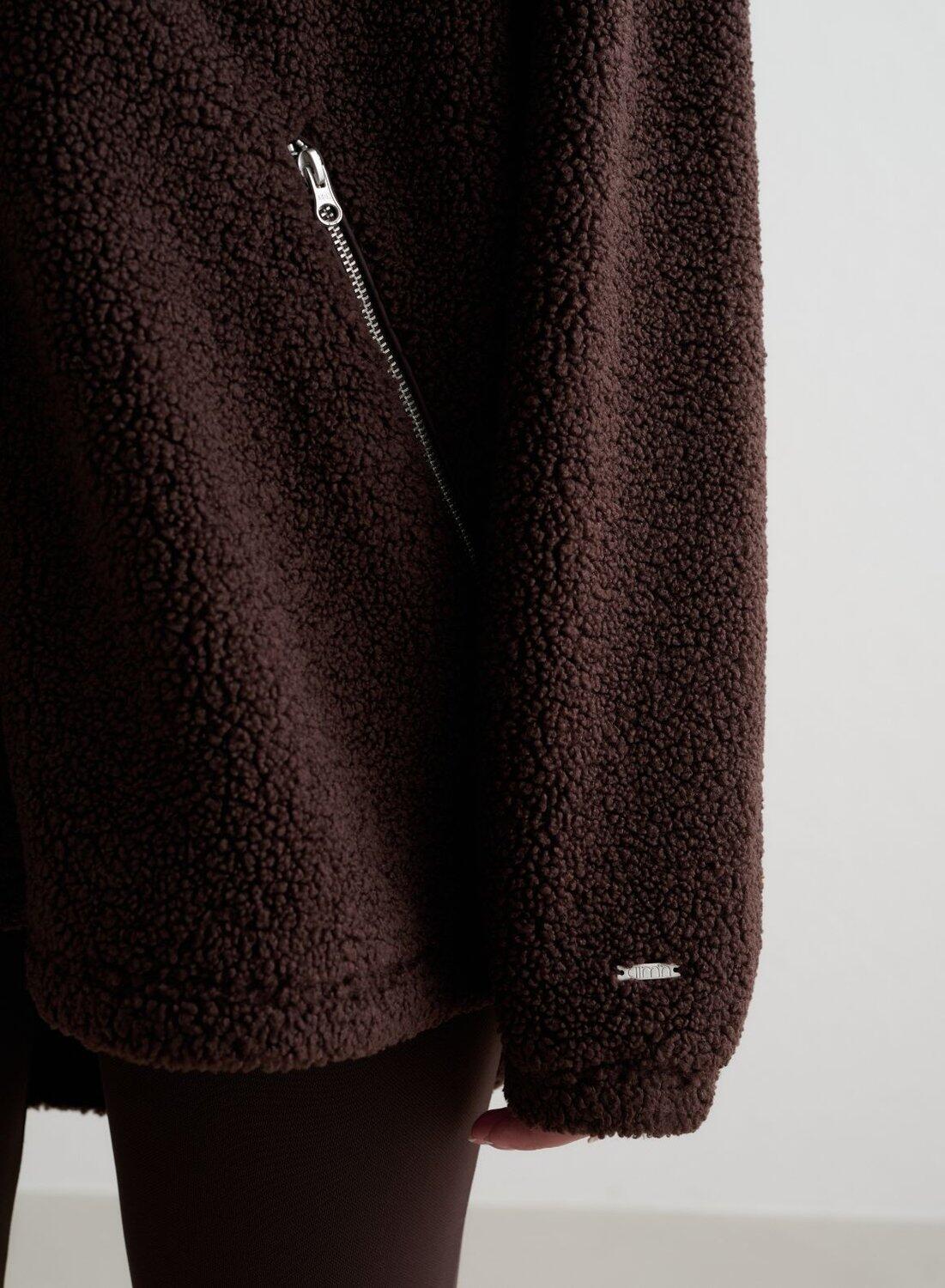 Femme Veste Teddy Polaire Pile Brun Foncé 6/6