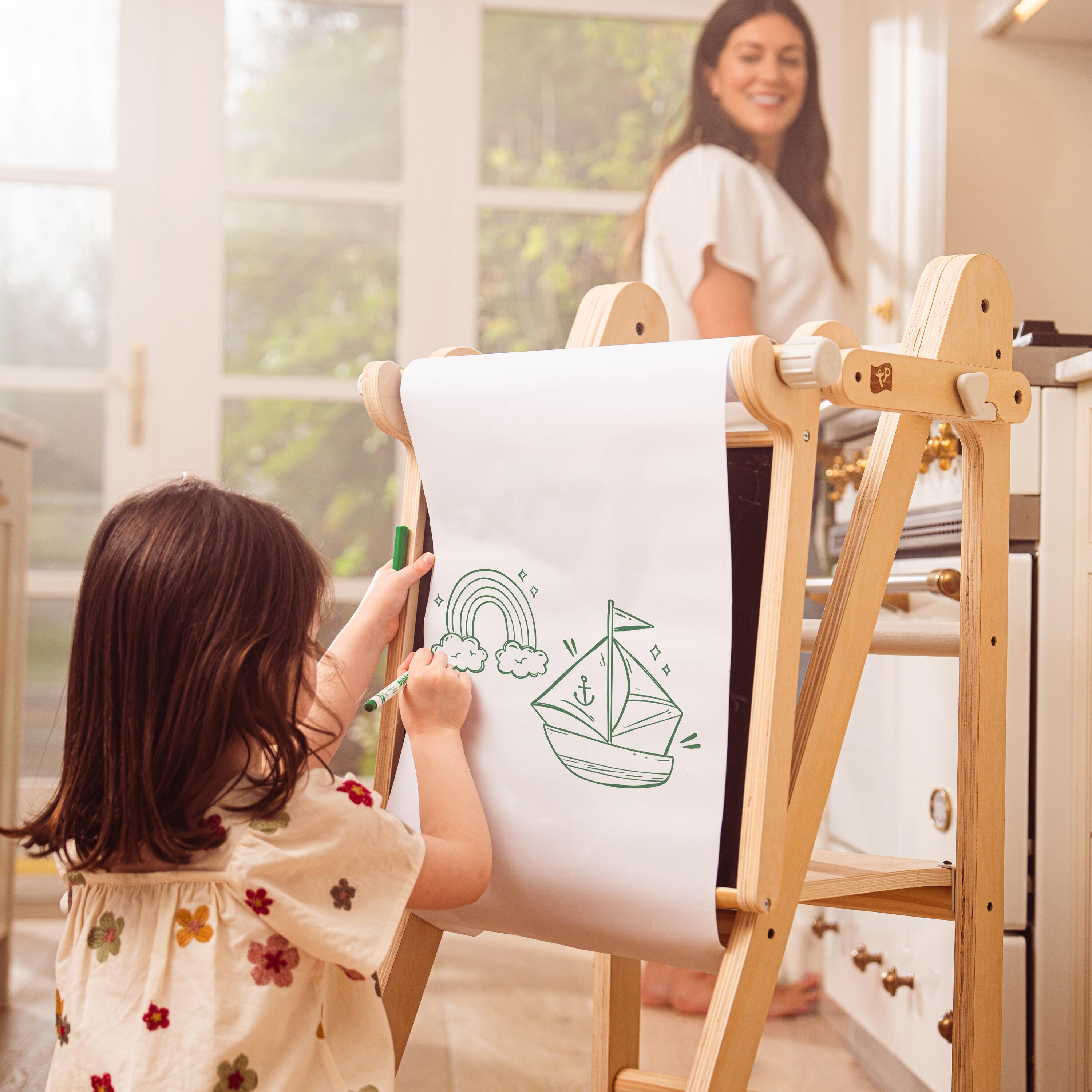 Opvouwbare leertoren met bord MONTESSORI bruin FSC® 4/5