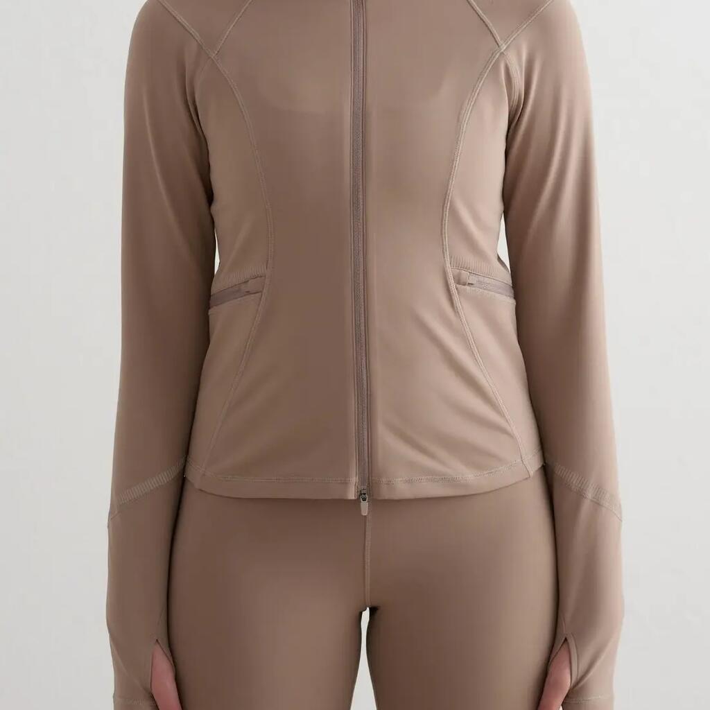 Women's Jacket Reflective Fleece-Lined Two-Way Zip Warming Espresso Brown
