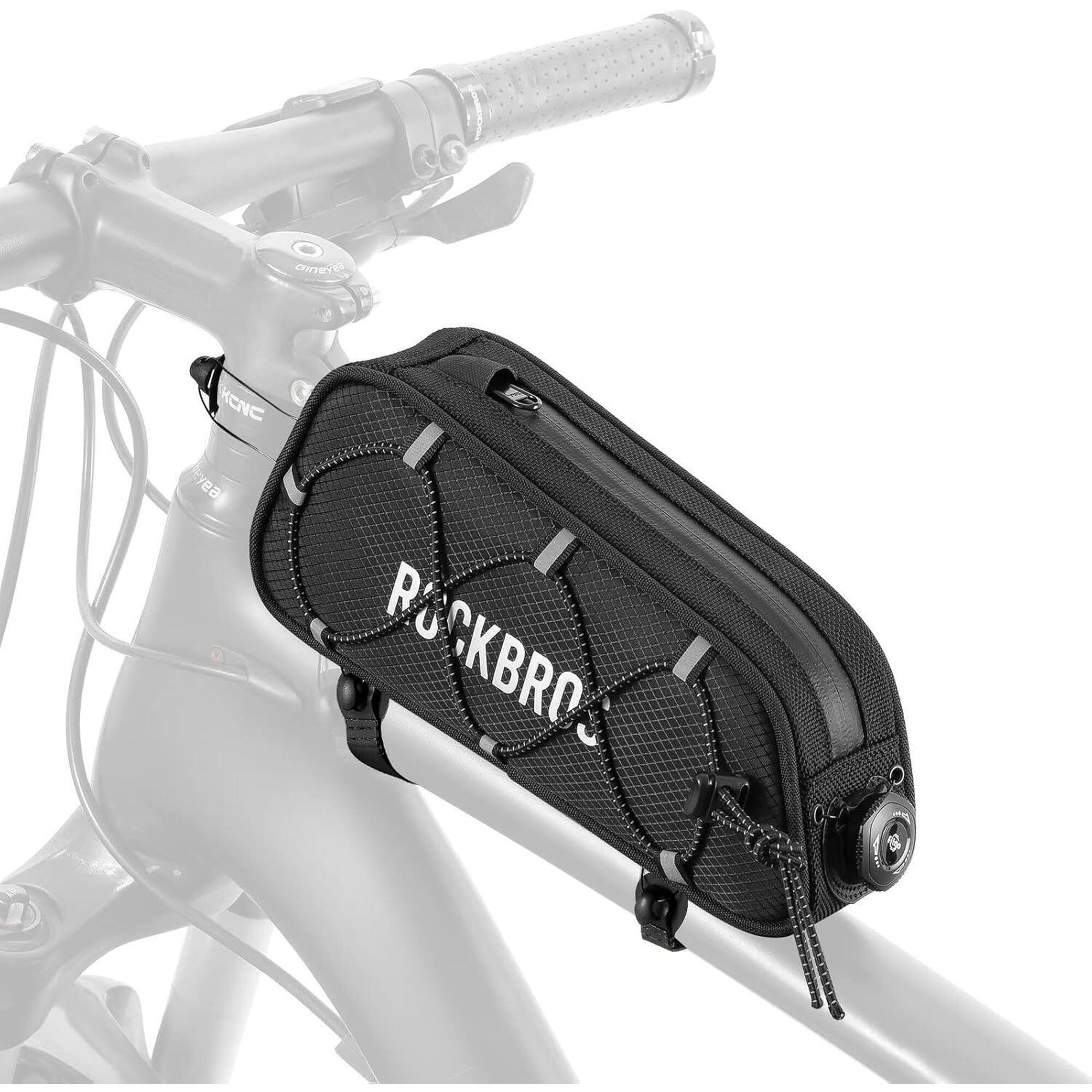 Rockbros - Rockbros Sacoche Cadre Vélo 0,7l Étanche Réfléchissante Vtt Route Noir - Sacoche De Cadre - Noir - 0,75 L - Decathlon