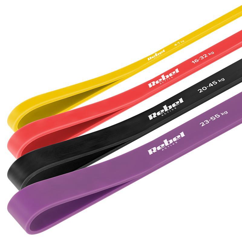 Zestaw 4 gum do ćwiczeń power band taśmy oporowe treningowe fitness Rebel