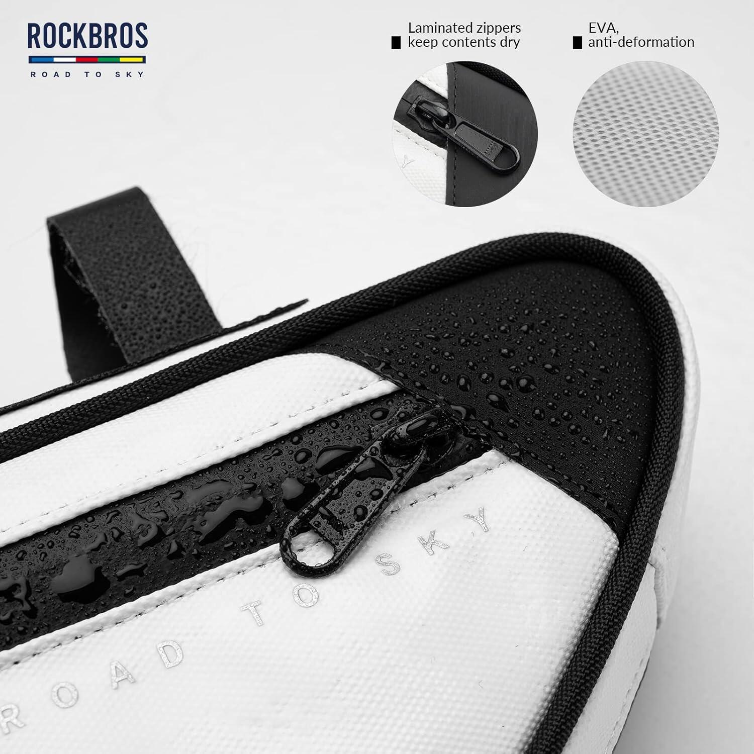 ROCKBROS Sacoche Cadre Vélo 2L Étanche Réfléchissante VTT Route Gravel Blanc 5/6