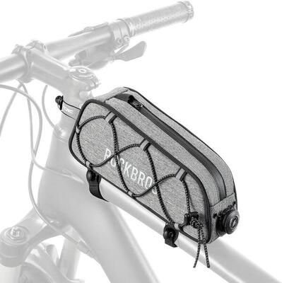 Rockbros fietsframe tas 0,7l waterdicht reflecterend mtb road grijs