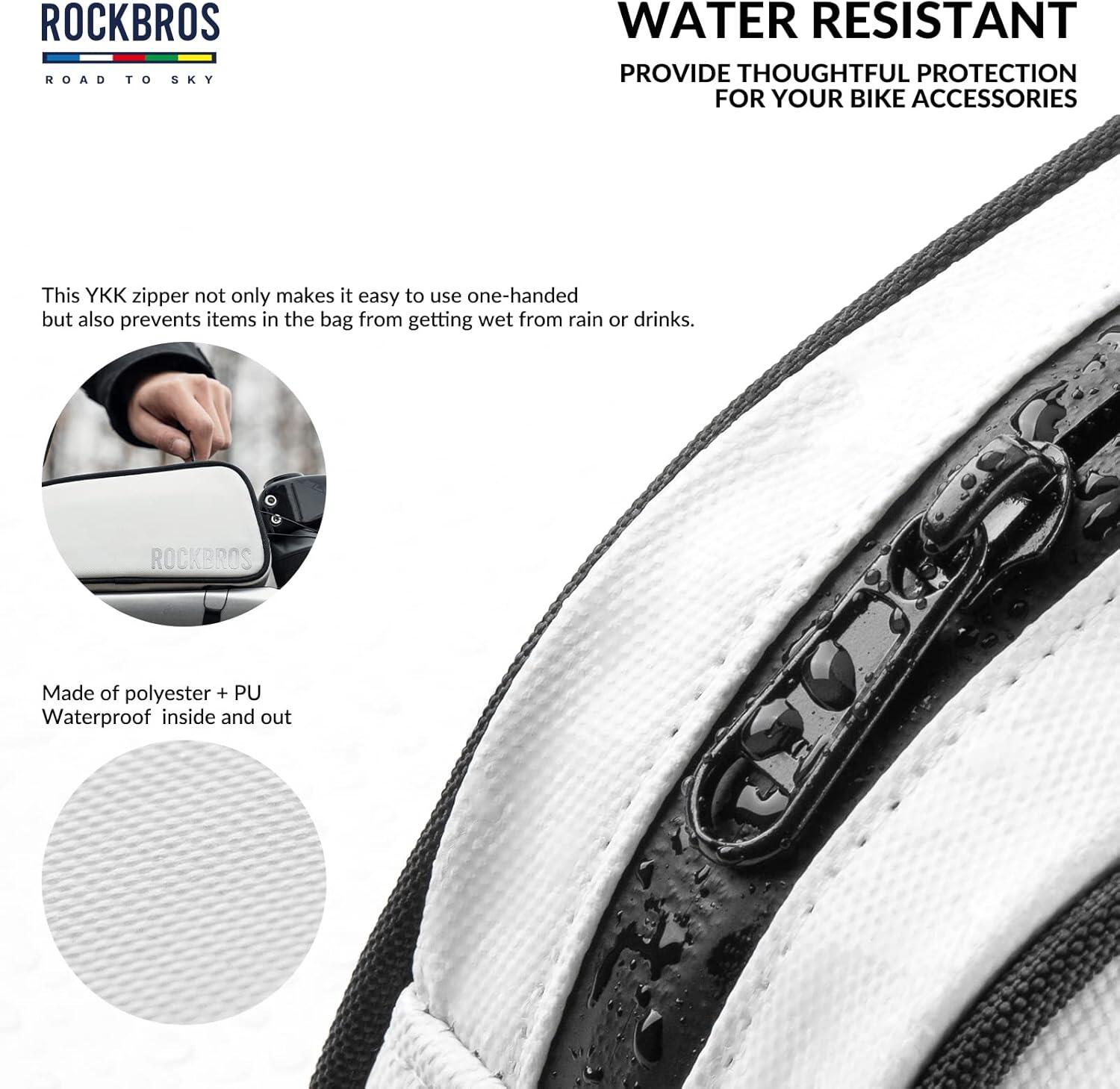 ROCKBROS Sacoche Cadre Vélo 0,7L Étanche Réfléchissante VTT Route Blanc 3/6