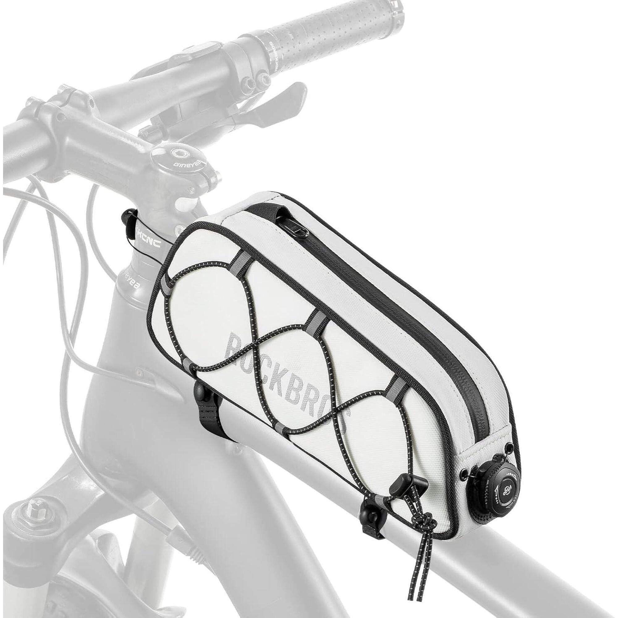 Rockbros - Rockbros Sacoche Cadre Vélo 0,7l Étanche Réfléchissante Vtt Route Blanc - Sacoche De Cadre - Blanc - 0,75 L - Decathlon