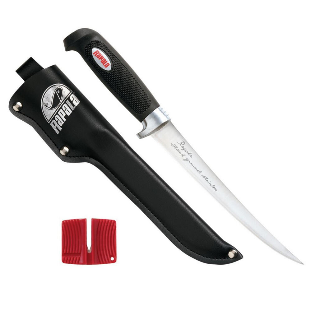Rapala 7 1/2in Soft Grip Stainless Steel Fillet Knife With Sheath & Sharpener