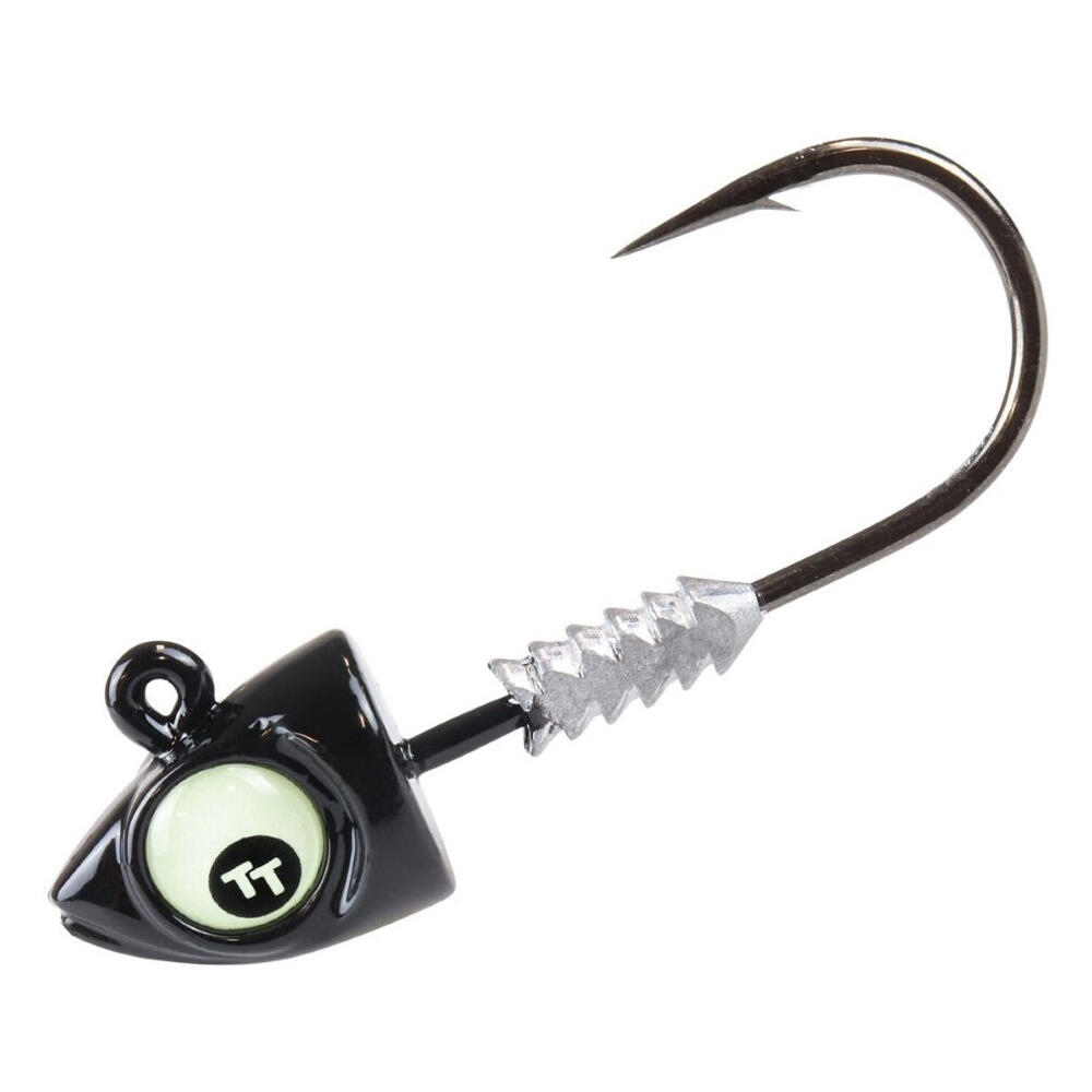 3 Pack of 1/6oz Size 3/0 TT Fishing Big EyeZ Black Jigheads with Glow Eyes